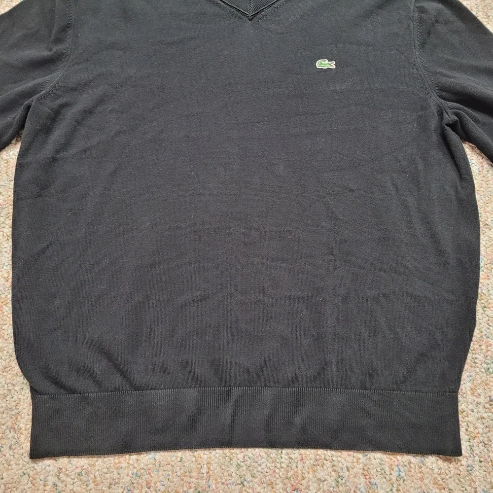Lacoste Sweater Mens‎ 6 XL Black V Neck Pullover Classic Fit Preppy Crocodile